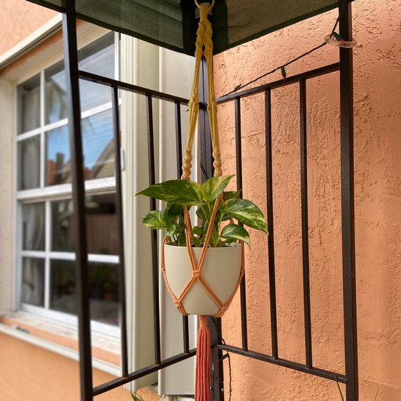 Hand Crafted Other - Macrame Plant Hanger Yellow/Dark Coral Ombre